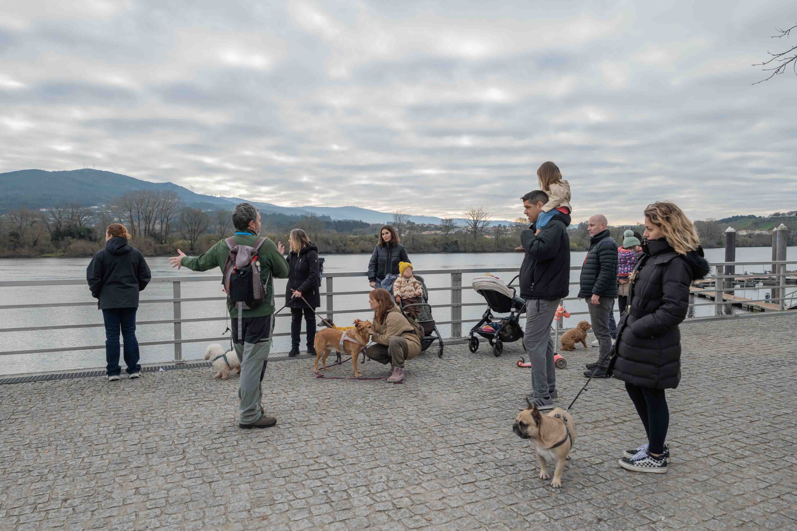 Visita guiada con perro por la ciudad de Tui en Pontevedra, realizada por Rekunchos, agencia de viajes pet friendly en Galicia.