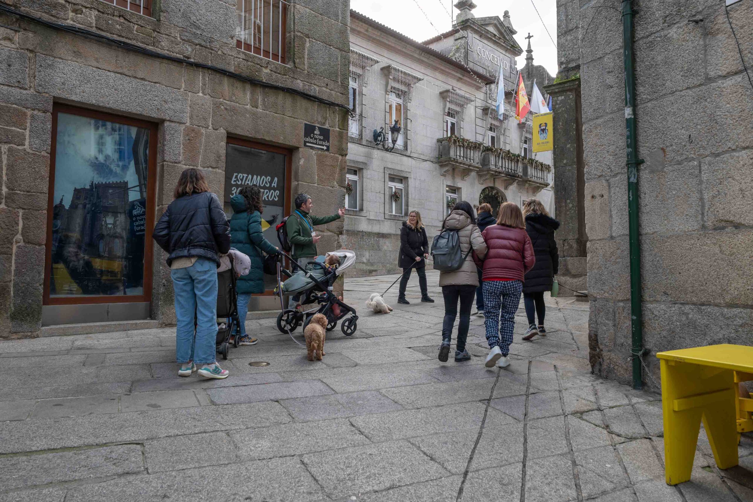 Visita guiada con perro por la ciudad de Tui en Pontevedra, realizada por Rekunchos, agencia de viajes pet friendly en Galicia.
